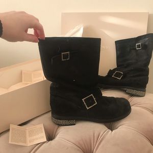 Jimmy Choo Ankle Boots Crystal Heel Black